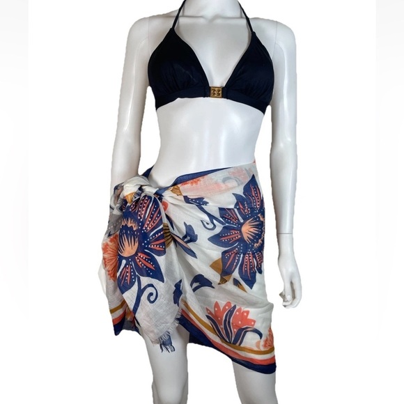 Spartina 449 Floral Gauze Scarf Sarong 26x72 Women’s Layer Lightweight multi use - Picture 1 of 10